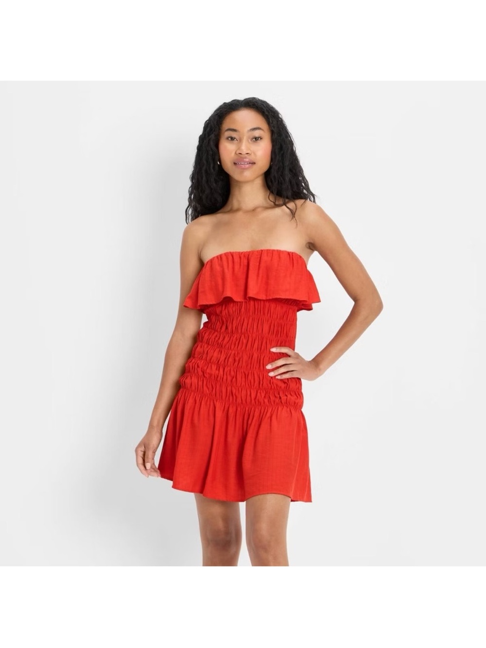 Future Collective Ruffle Red Summer Dress L NWT